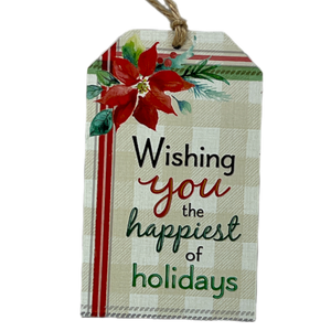 Wooden Plaid Gift Tag Ornament - Wishing You