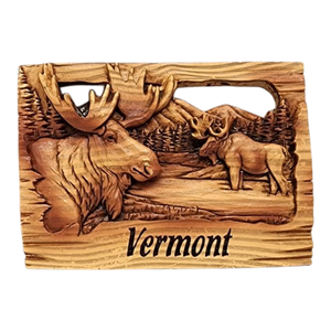 Wood-look Layered Magnet - Vermont Moose