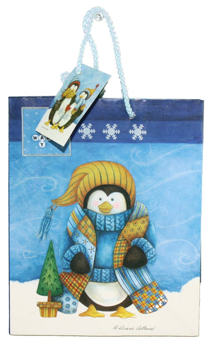 Gloss Finish Deluxe Gift Bag - Frosty Friends - Medium (12.5 x 10.5 x 4)