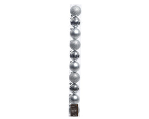 Elegant Assorted Shatterproof Ornaments - Set of 10 - Silver