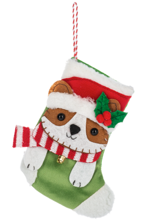 Mini Pet Stockings Gift Card Holder / Ornament - Dog Red Scarf