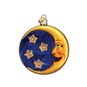 Owl In Moon Glass Ornament