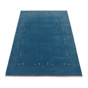 Light Blue Contemporary Gabbeh Border Design Hand Loomed Wool Area Rug