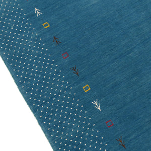 Light Blue Contemporary Gabbeh Border Design Hand Loomed Wool Area Rug