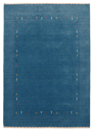 Light Blue Contemporary Gabbeh Border Design Hand Loomed Wool Area Rug