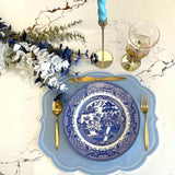 Velour Light Blue Rectangle Faux Leather Placemat