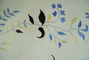 Light Blue, Ivory, Charcoal and Brown Hand Knotted Traditional Floral 6.6x10 Wool Area Rug