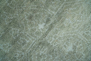 Light Green and Silver Traditional Large design 5x8 Hand Knotted wool and Art Silk Area Rug