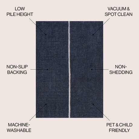 Linja Solid Centre Stripe Machine - Washable Area Rug - Tuesday Morning - Area Rugs