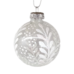 Krebs Value Glass Ball 4 pack - Snowy Botanical on White