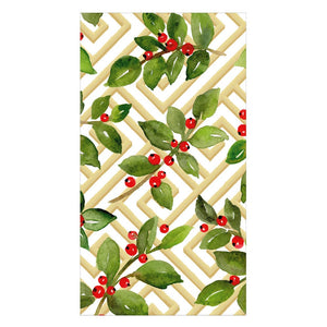 Holly and Fretwork Guest Towel / Buffet Napkin