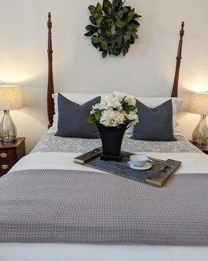 Waffle Cotton Knit Tassel Fringe Blanket/Coverlet
