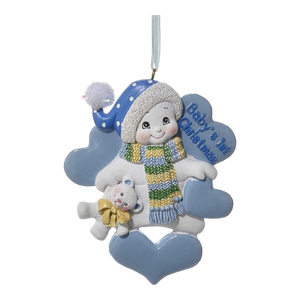 Baby's 1st Christmas - Snowman Ornament - Blue