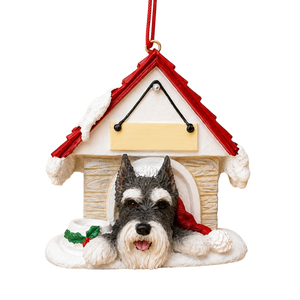 Ceramic Doghouse Ornament - Schnauzer