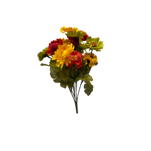 11 inch Faux Mini Straw Dasies - Red Yellow Green Flowers