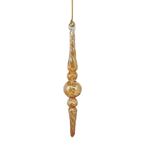 Outer Swirl Icicle Glass Ornaments - Gold -Finial