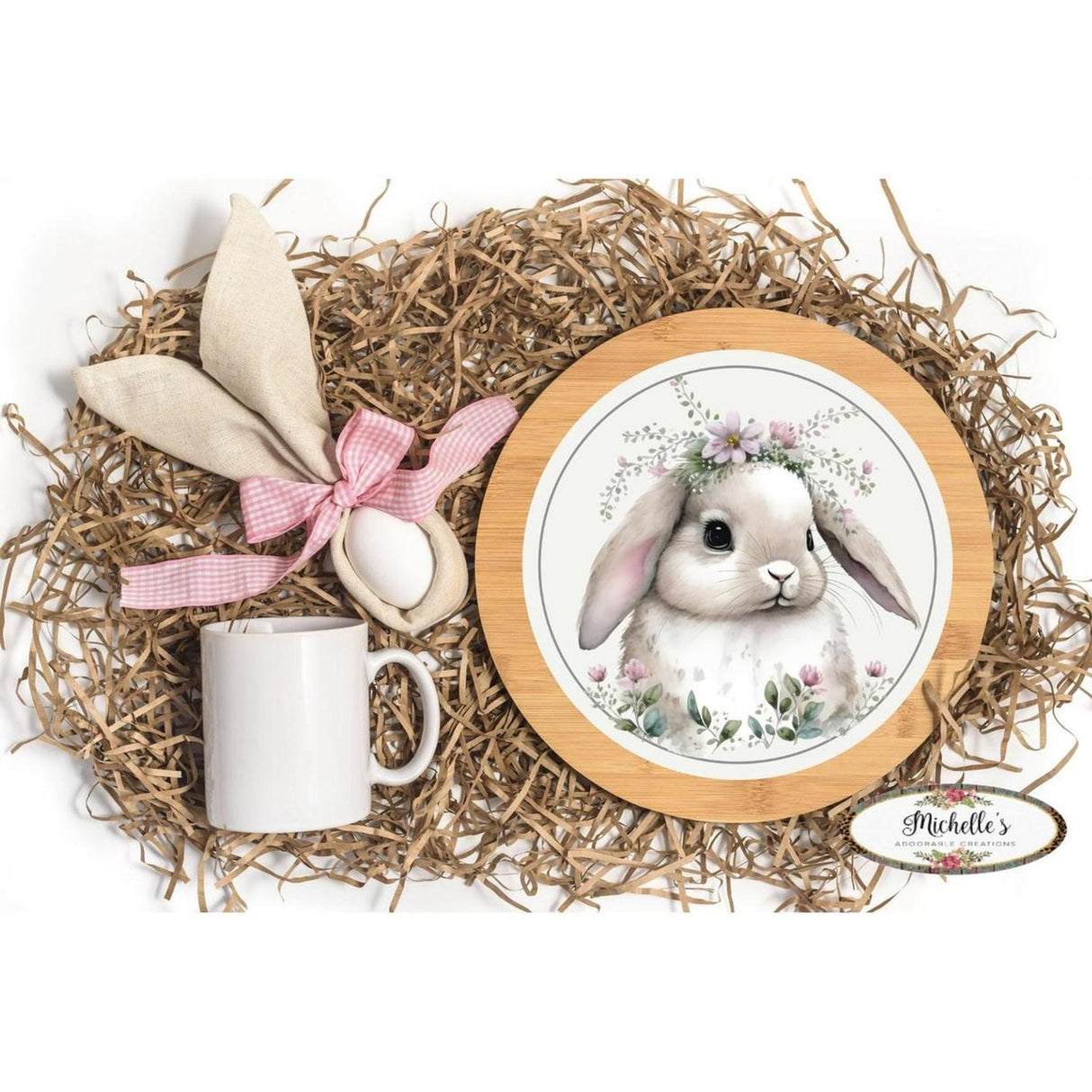 Lop Ear Bunny Easter Round Sign