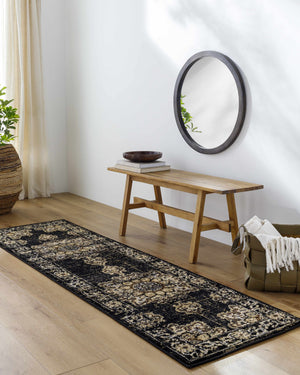 Lostwithiel Black Medallion Rug