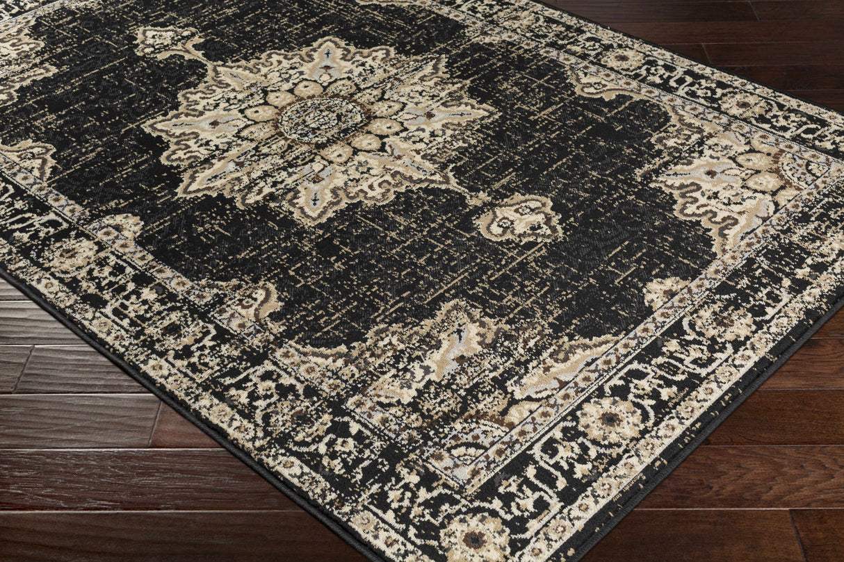 Lostwithiel Black Medallion Rug