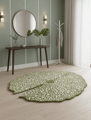 Lotus Lace Green Hand Tufted Wool Area Rug