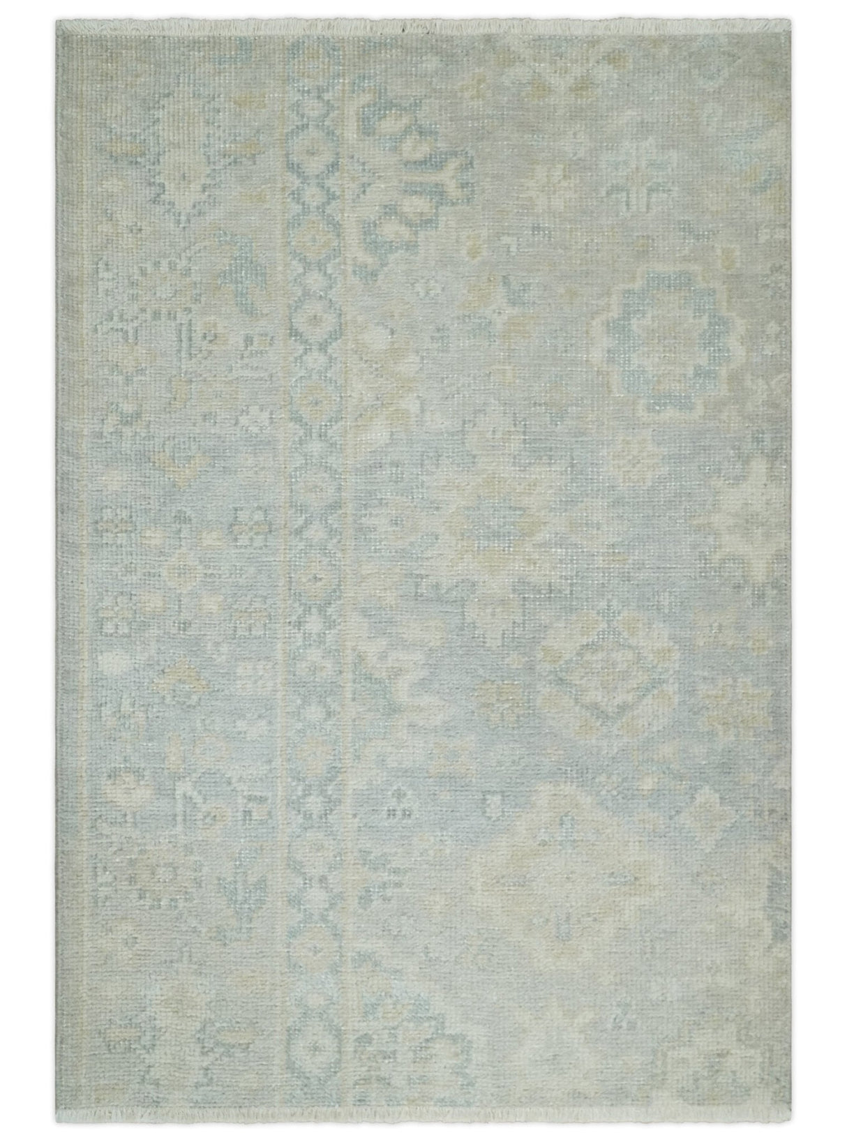 2x3 Hand Knotted Gray And Beige Traditional Oushak Wool Rug