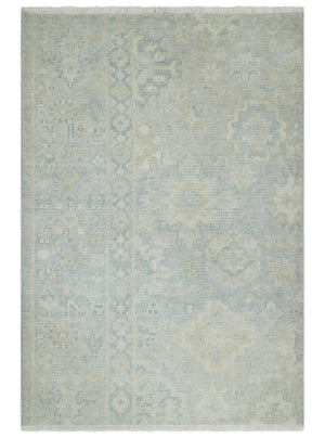 2x3 Hand Knotted Gray And Beige Traditional Oushak Wool Rug