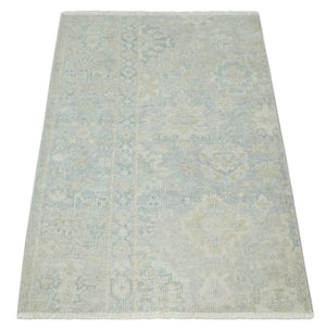 2x3 Hand Knotted Gray And Beige Traditional Oushak Wool Rug