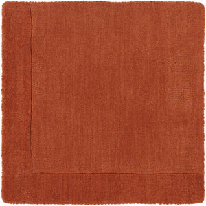 Bordered Solid Brick Red Wool Rug