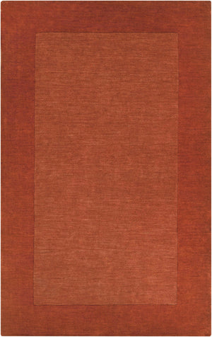 Bordered Solid Brick Red Wool Rug