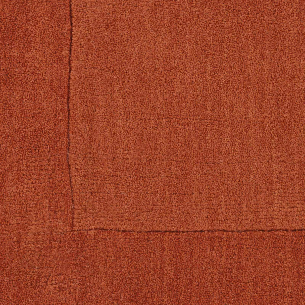 Bordered Solid Brick Red Wool Rug