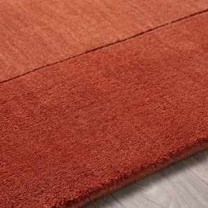 Bordered Solid Brick Red Wool Rug