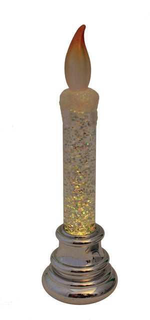 Glitter Water Candle - 6 Inch - Silver Base