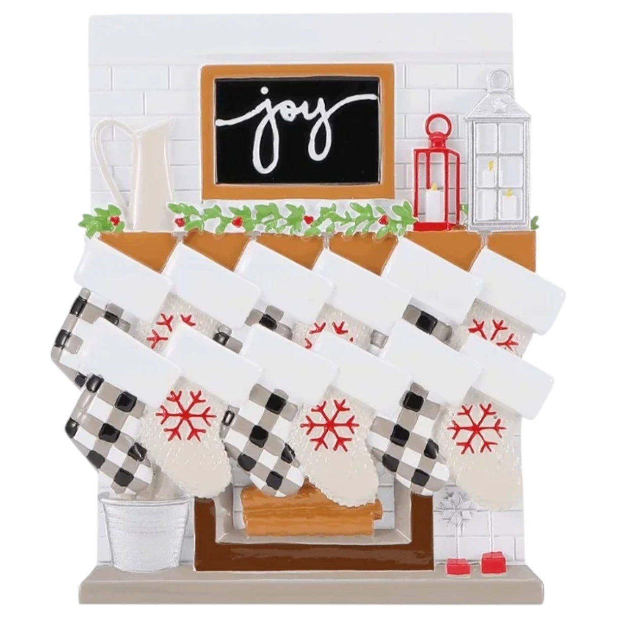 Fireplace Mantle Family of 12 Ornament