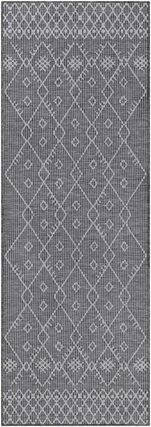 Lorena Charcoal Flatweave Trellis Carpet - Clearance