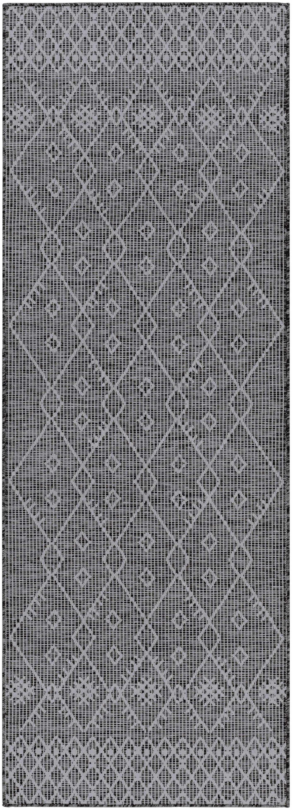 Lorena Charcoal Flatweave Trellis Carpet - Clearance