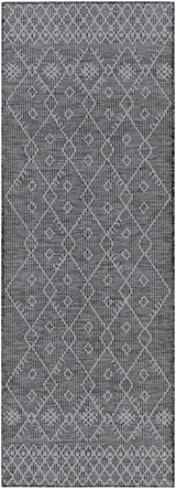 Lorena Charcoal Flatweave Trellis Carpet - Clearance