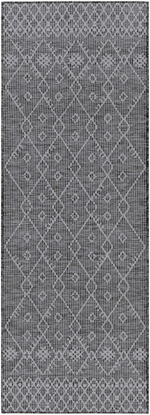 Lorena Charcoal Flatweave Trellis Carpet - Clearance