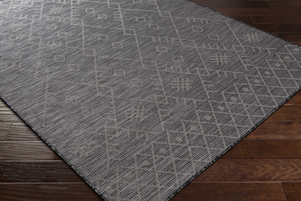 Lorena Charcoal Flatweave Trellis Carpet - Clearance