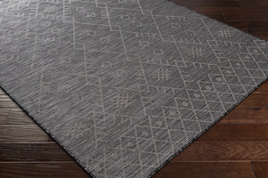 Lorena Charcoal Flatweave Trellis Carpet - Clearance