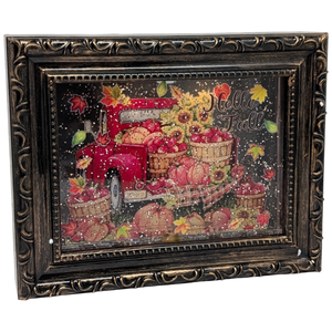 Lighted Spinning Water Globe Frame - Red Pickup Truck