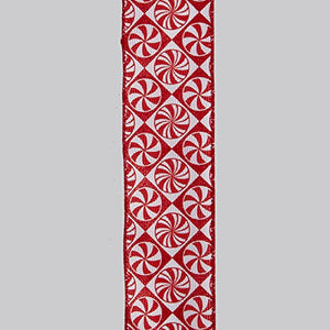 Red and White Peppermint Candy Ribbon - 2.5" x 10 Yards