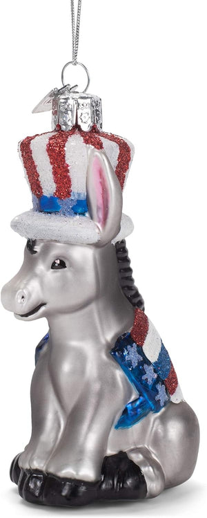 Nobel Gems Political Glass Ornament - Democratic Donkey
