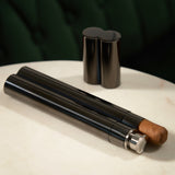 Warren: gunmetal cigar holder and flask (viski)