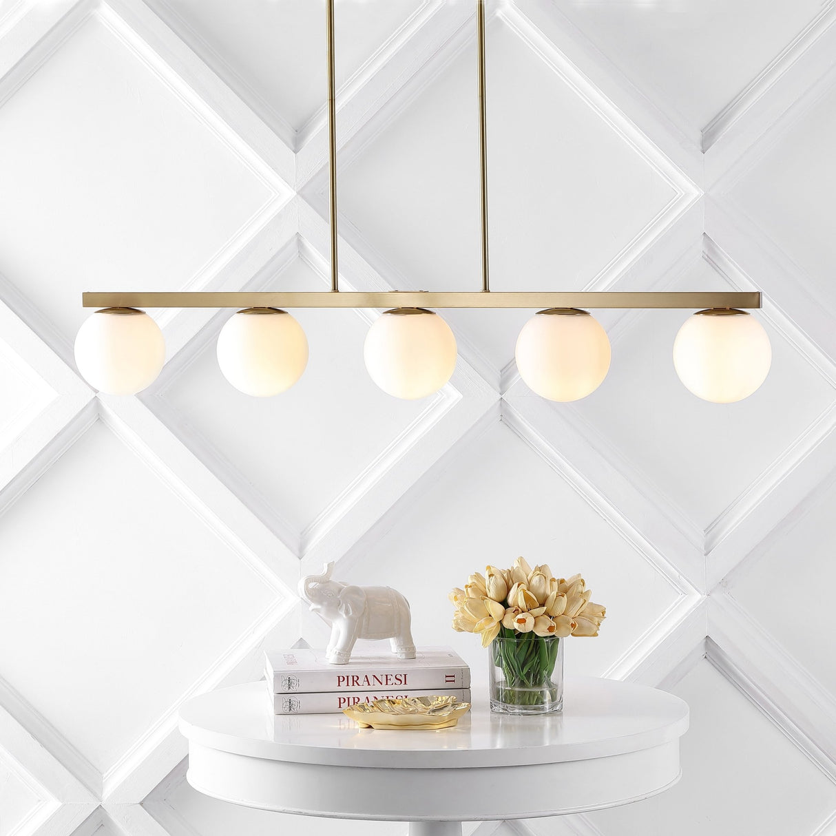Luca 5 - light modern glam iron globe linear led pendant - Tuesday Morning - Pendants