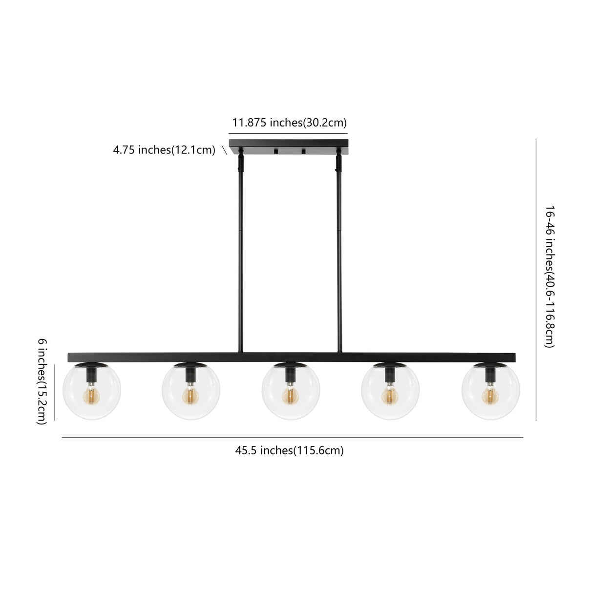 Luca 5 - light modern glam iron globe linear led pendant - Tuesday Morning - Pendants