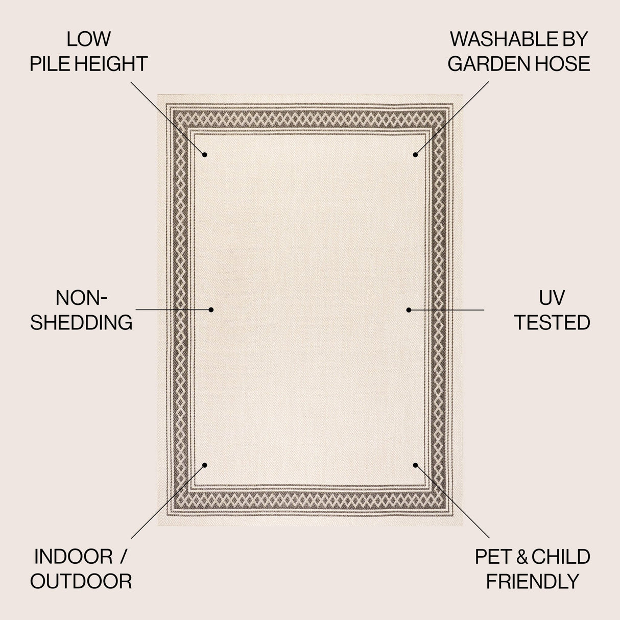 Lucia Classic Diamond Border Indoor/Outdoor Area Rug - Tuesday Morning - Area Rugs