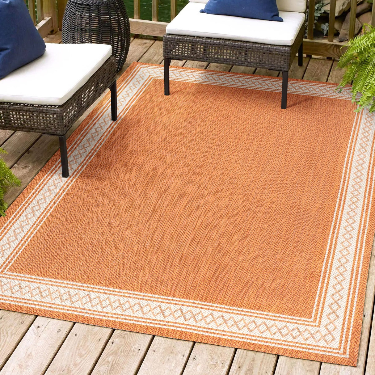 Lucia Classic Diamond Border Indoor/Outdoor Area Rug - Tuesday Morning - Area Rugs