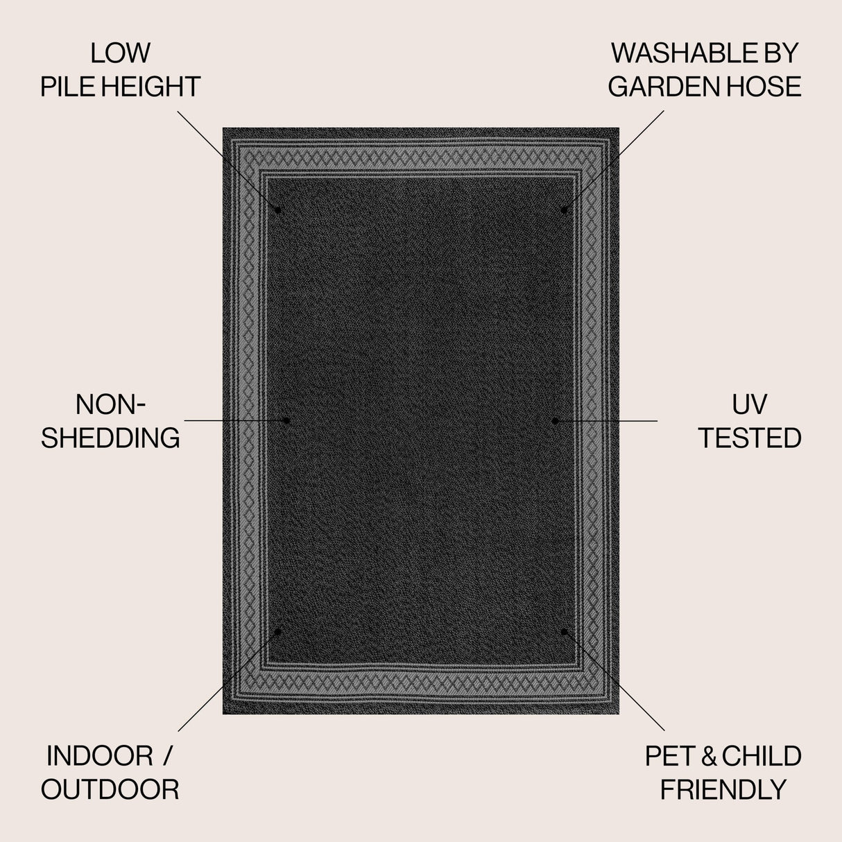 Lucia Classic Diamond Border Indoor/Outdoor Area Rug - Tuesday Morning - Area Rugs