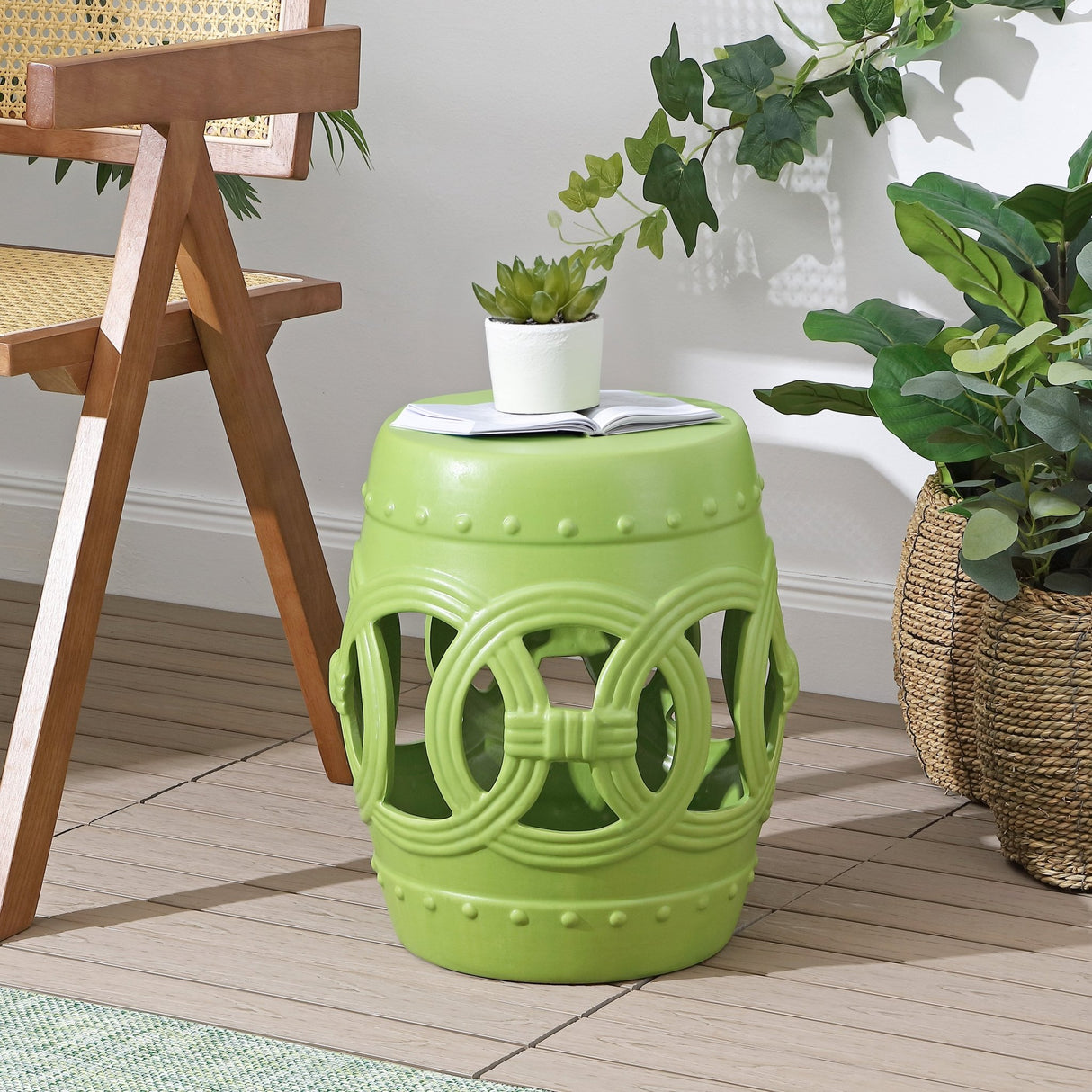 Lucky chinese ceramic drum garden stool - Tuesday Morning - Outdoor Tables