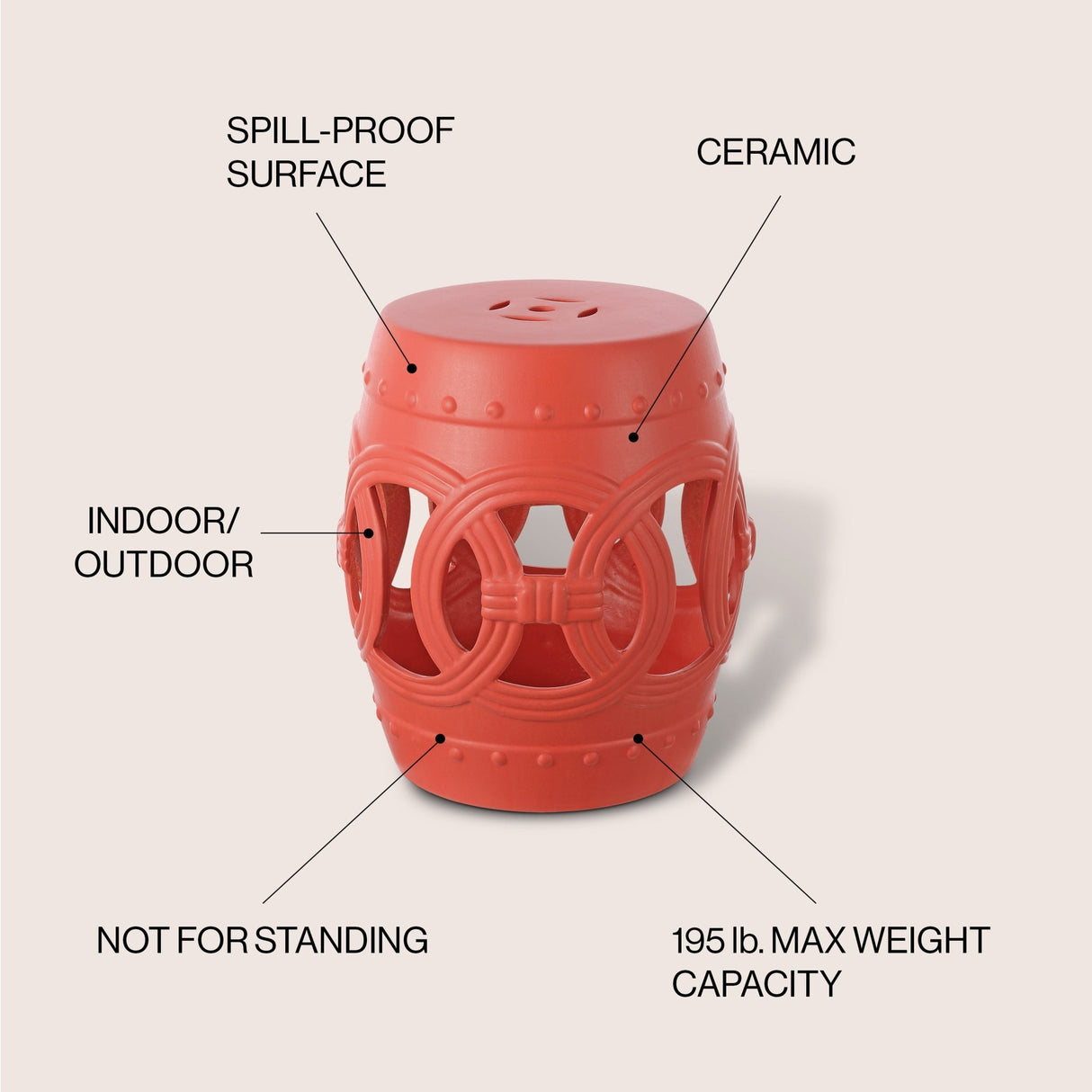 Lucky chinese ceramic drum garden stool - Tuesday Morning - Outdoor Tables
